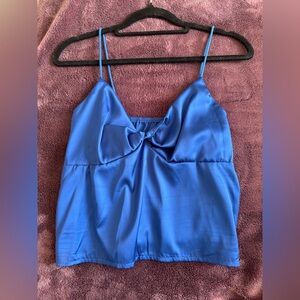 Blue Satin Camisole Top